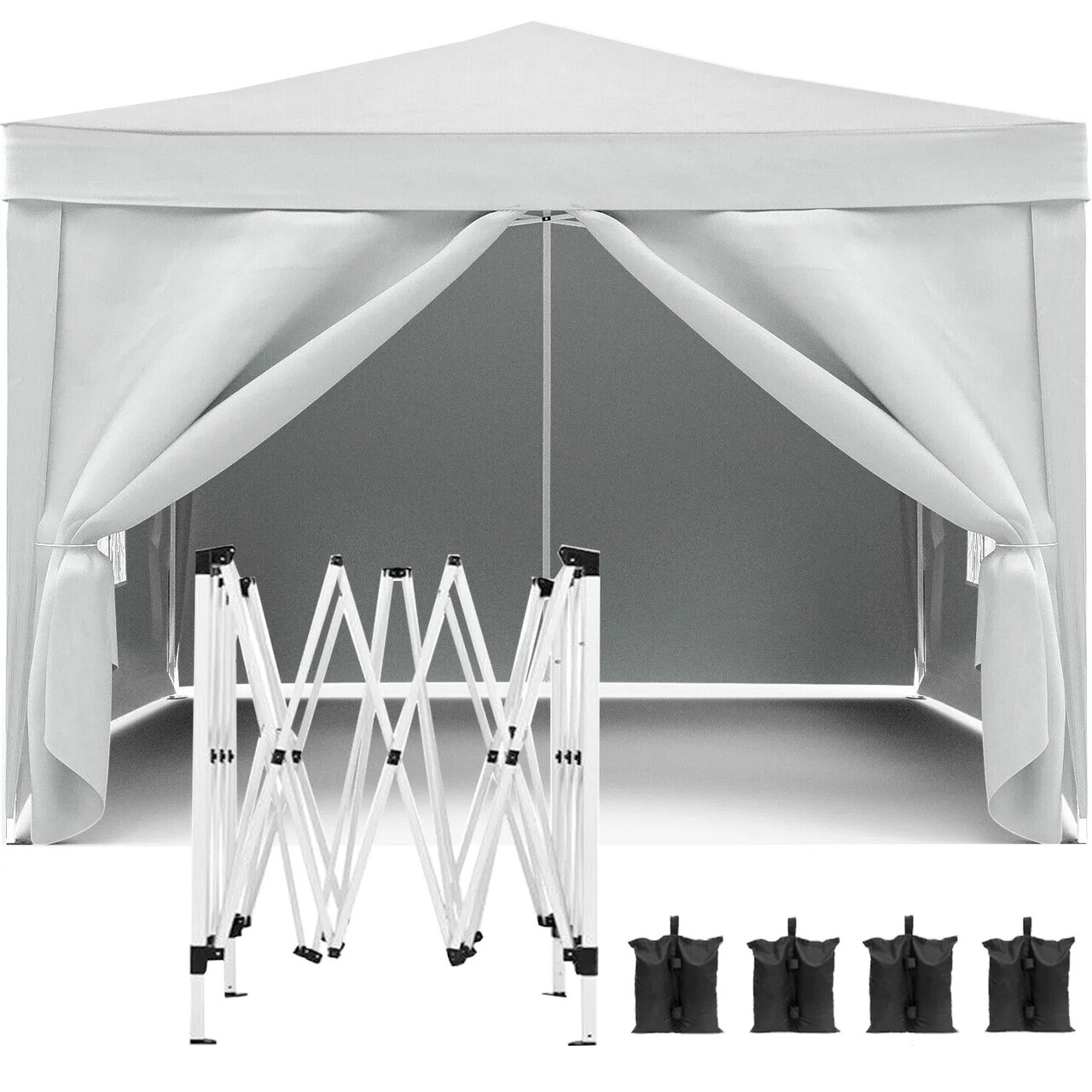 Edge Collections – 10' x 10' – EZ Pop Up Canopy Outdoor Portable Folding Party Tent with Removable Sidewalls, Carry Bag & Weight Bags – 1 Piece